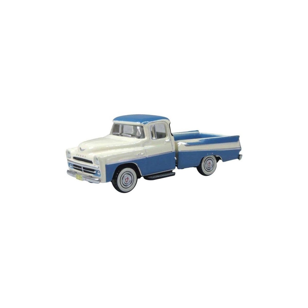 1957 Dodge D100 Sweptside Pick Up Truck - Assembled -- Ice Blue, Glacier White, HO, Oxford Diecast 87DP57005