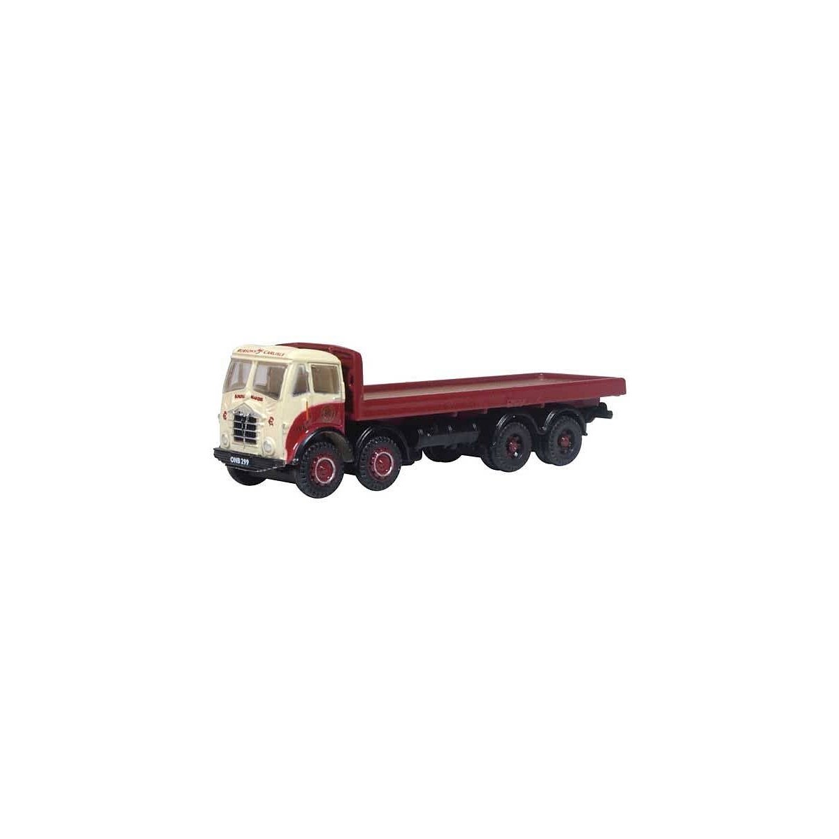 Foden FG 8 Wheel Flatbed Platform Truck - Assembled -- Robsons Of Carlisle (red, cream), N, Oxford Diecast NFG013