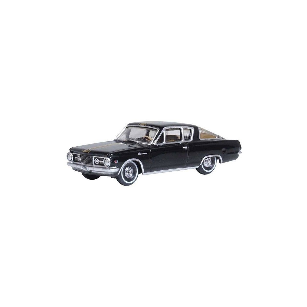 1965 Plymouth Barracuda - Assembled -- Black, Gold, HO, Oxford Diecast 87PB65004