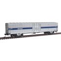 60′ Thrall Material Handling Car MHC-2 - Ready To Run -- Amtrak(R) 1541 (Phase IV silver, Wide Blue, Thin Red, White Stripes),