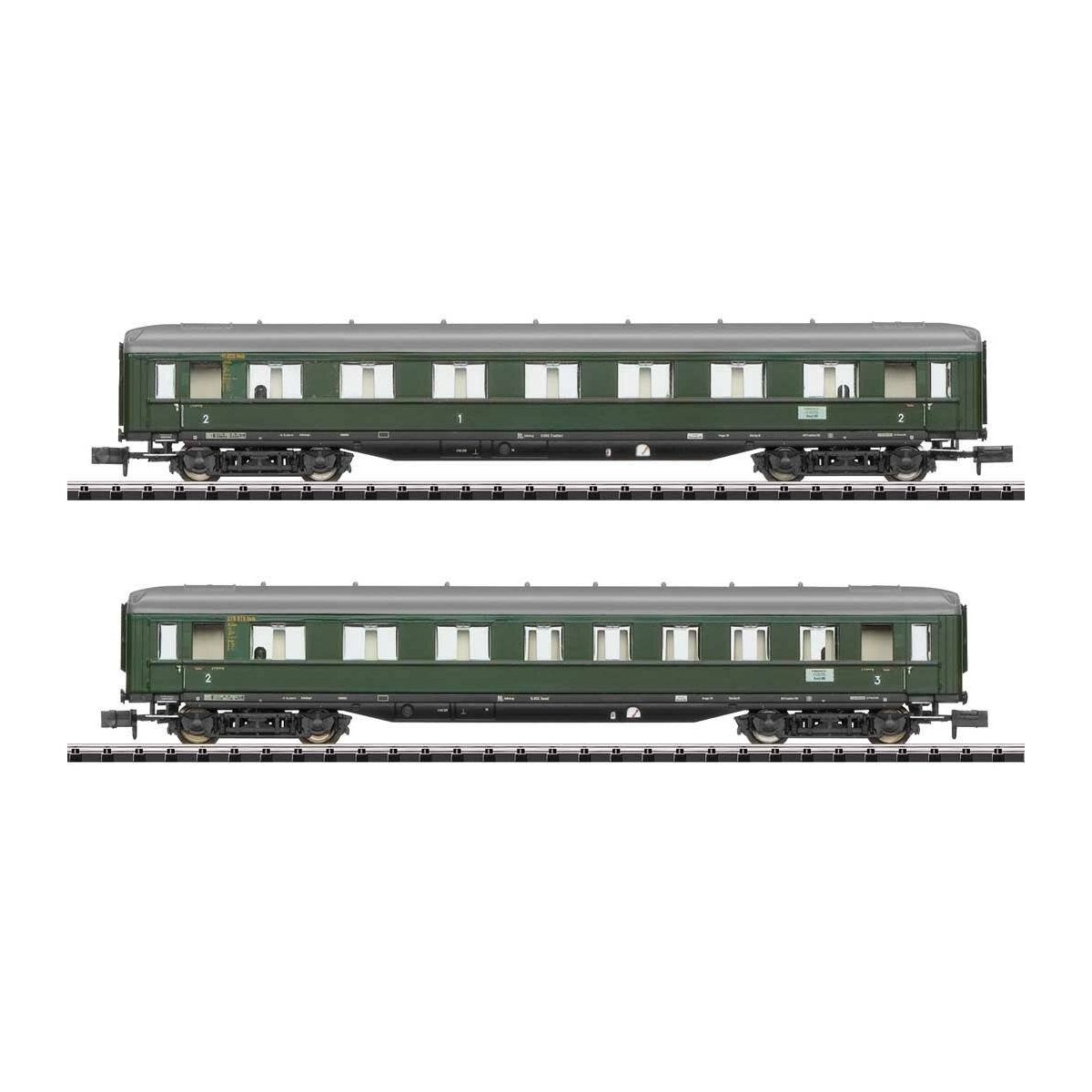 Type AB4u-38 1/2nd Class & BC4u-39 3rd Class D 96 Cars - Ready to Run - Minitr -- German Federal Railroad DB (Era III 1952, D 96