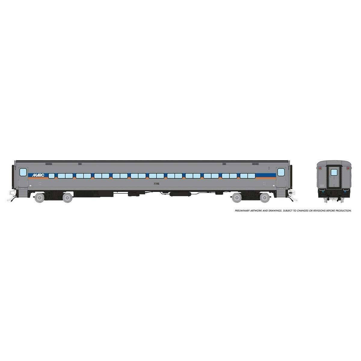 P-S Comet Commuter Coach - Ready to Run -- Maryland MARC 7725 (silver, blue, orange), HO, Rapido Trains Inc 128541