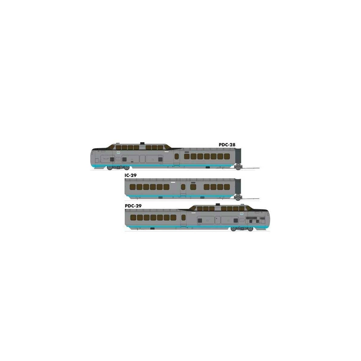UAC TurboTrain 3-Car Passenger Train-Only Set (2022 Ver.) - Sound & DCC Equipp -- United Aircraft/US D.O.T Demonstrator ETU-2 (s