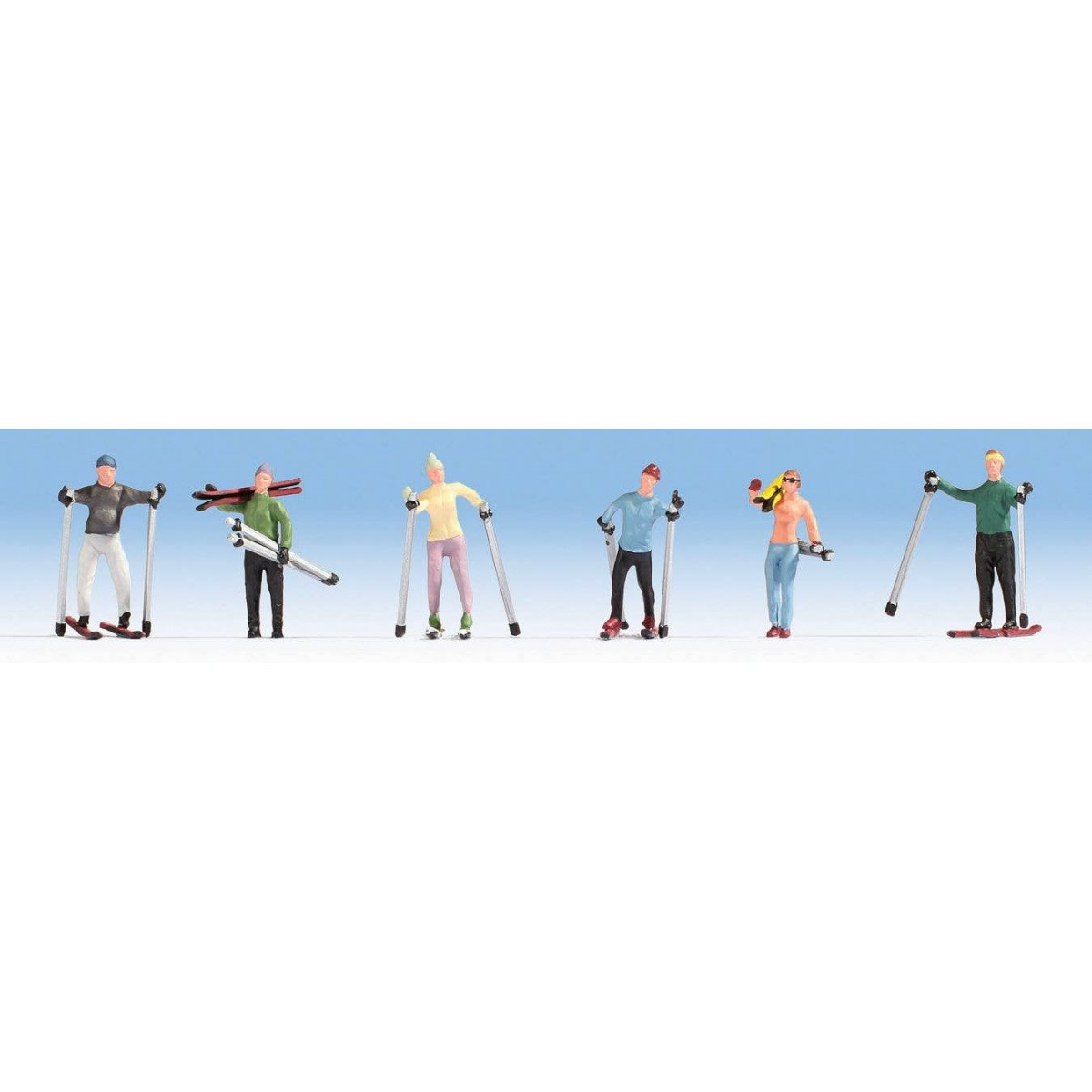 Recreation & Sports -- Skiers pkg(6) (Two Female, Four Male), HO, Noch Gmbh & Co 15827