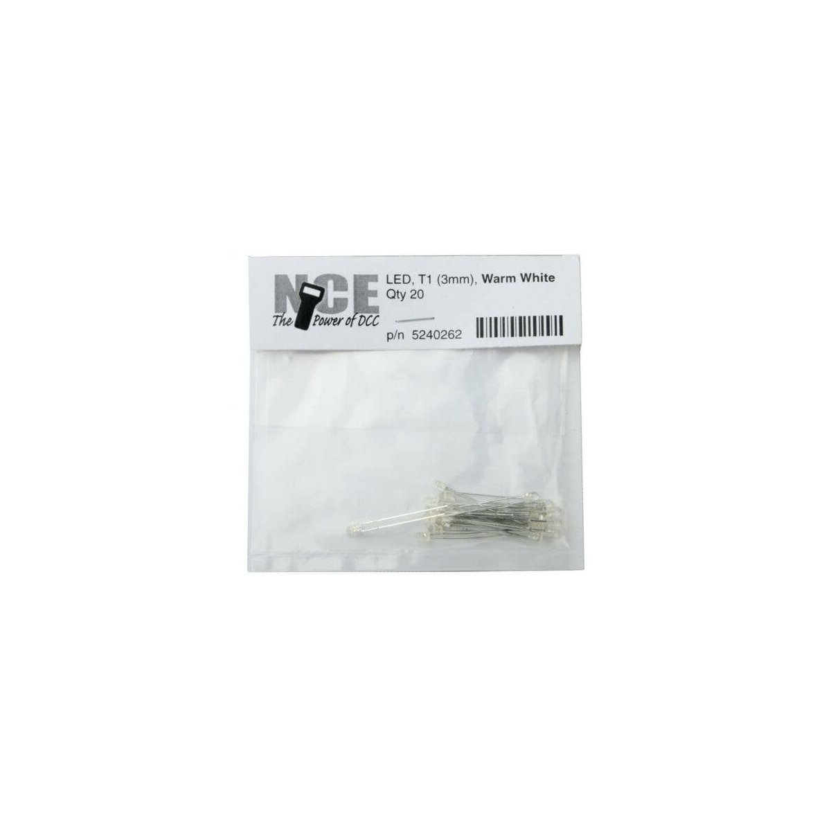 3mm LED -- Warm White pkg(20), All Scales, NCE Corporation 262