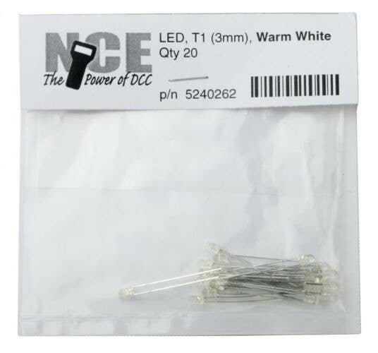 3mm LED -- Warm White pkg(20), All Scales, NCE Corporation 262