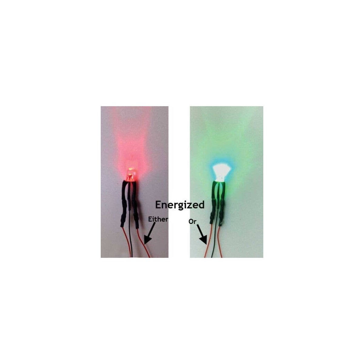 LED LIGHTS 3mm Bi-Directional Red/Green -- Universal 7-19V AC, DC, DCC Pkg(5), All Scales, Evan Designs BD5