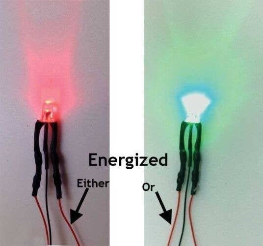 LED LIGHTS 3mm Bi-Directional Red/Green -- Universal 7-19V AC, DC, DCC Pkg(5), All Scales, Evan Designs BD5