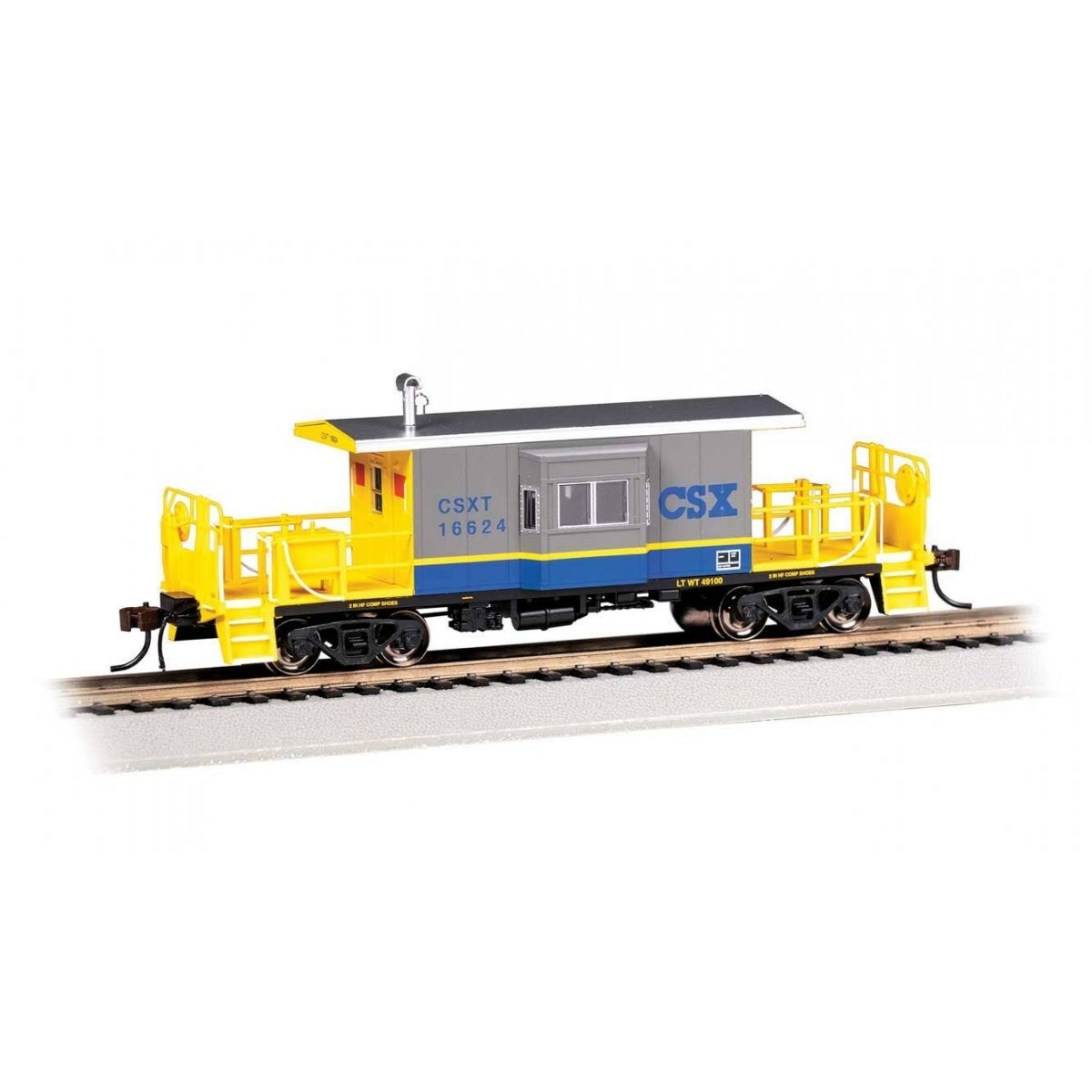 Transfer Caboose - Ready to Run -- CSX Transportation 16624 (gray, blue, yellow), HO, Bachmann Industries 76401