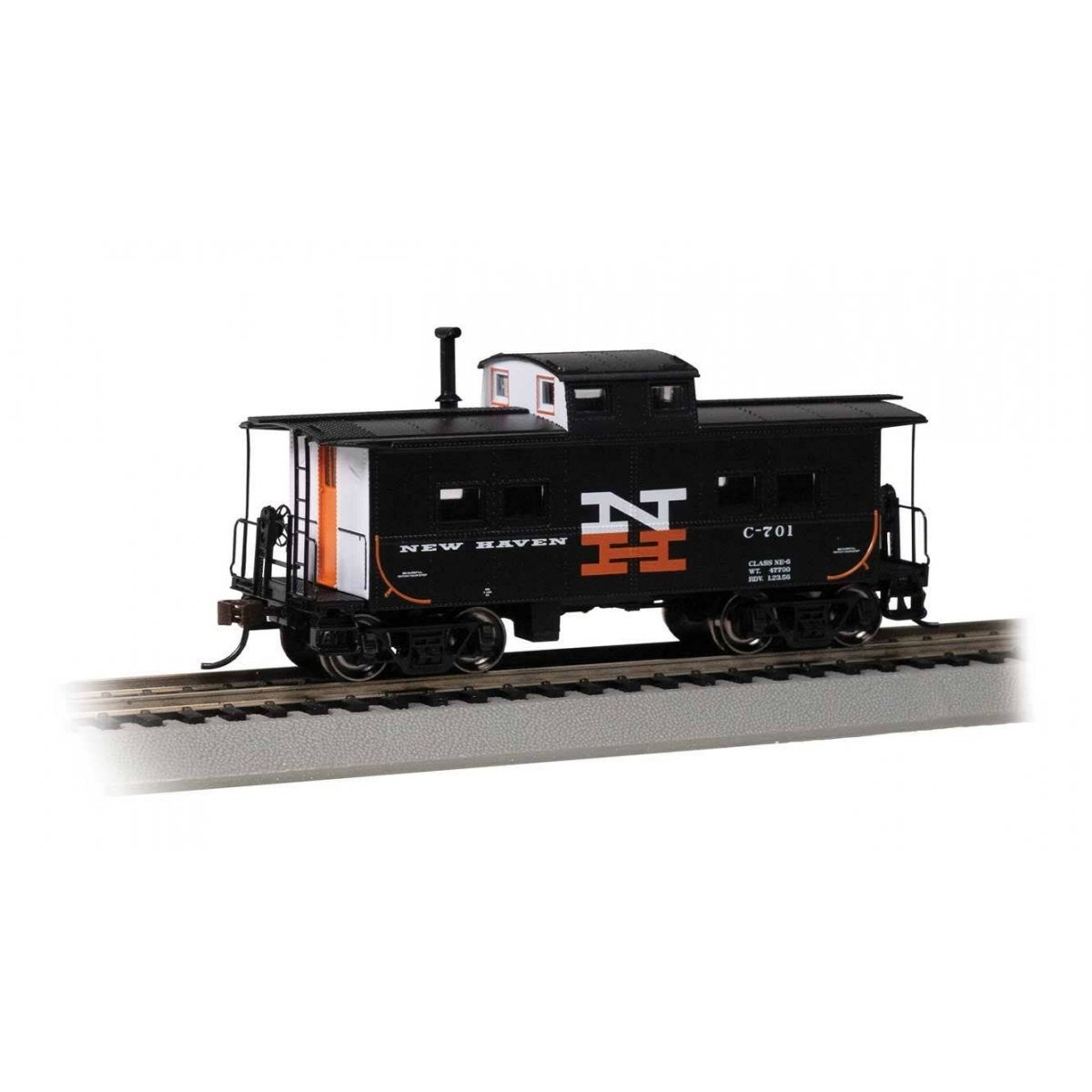 Northeast-Style Steel Cupola Caboose - Ready to Run - Silver Series(R) -- New Haven C-701 (McGinnis, black, white, Vermillion), 
