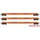 70′ Warren Circus Flatcar 3-Pack - Ready-to-Run -- Strates Shows 24, 31, 45 (Duke Ash Era Scheme, orange, blue, red), N, Micro
