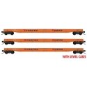 70′ Warren Circus Flatcar 3-Pack - Ready-to-Run -- Strates Shows 24, 31, 45 (Duke Ash Era Scheme, orange, blue, red), N, Micro