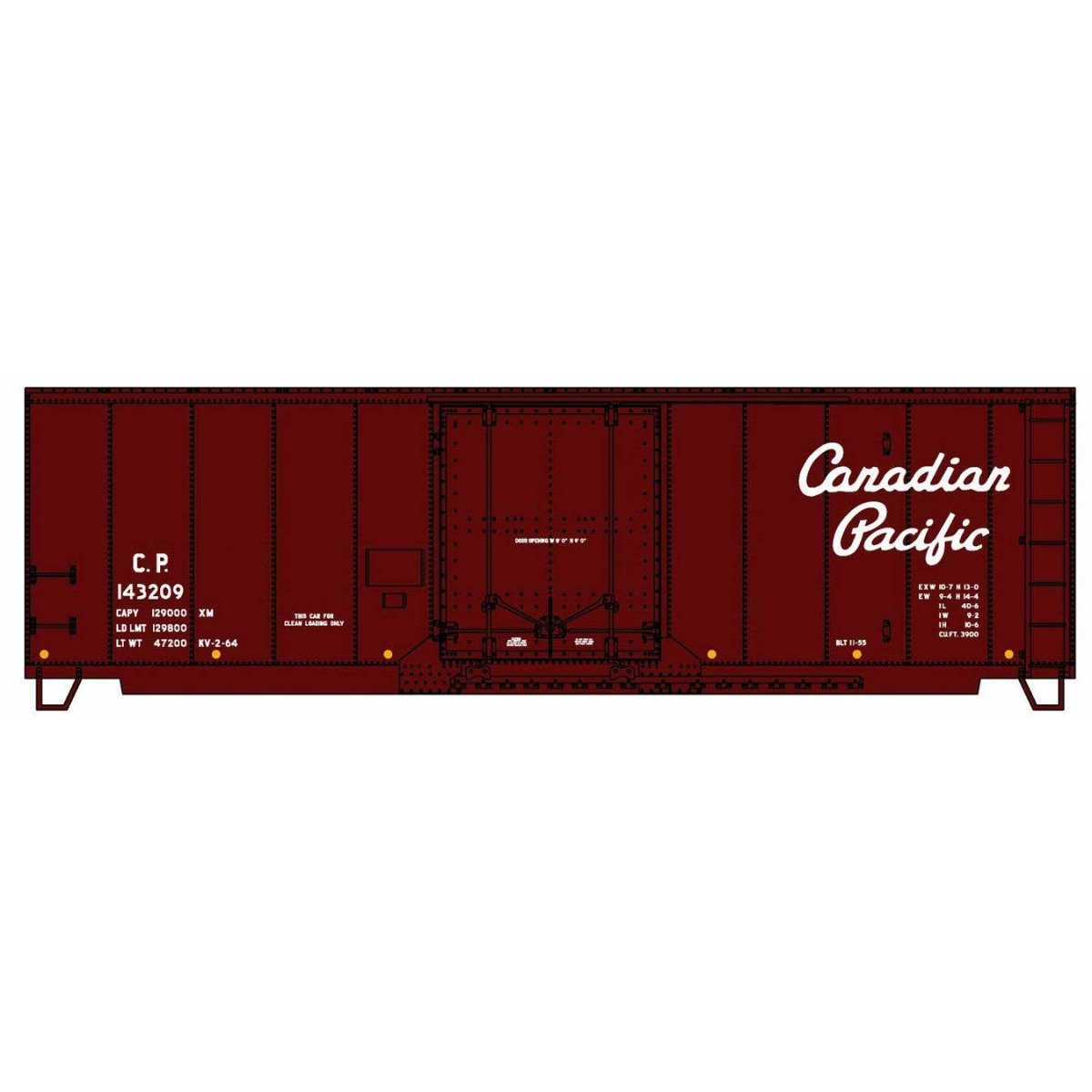 AAR 40′ Plug-Door Boxcar - Kit -- Canadian Pacific 143209 (Boxcar Red, Script Lettering), HO, Accurail Inc 3127