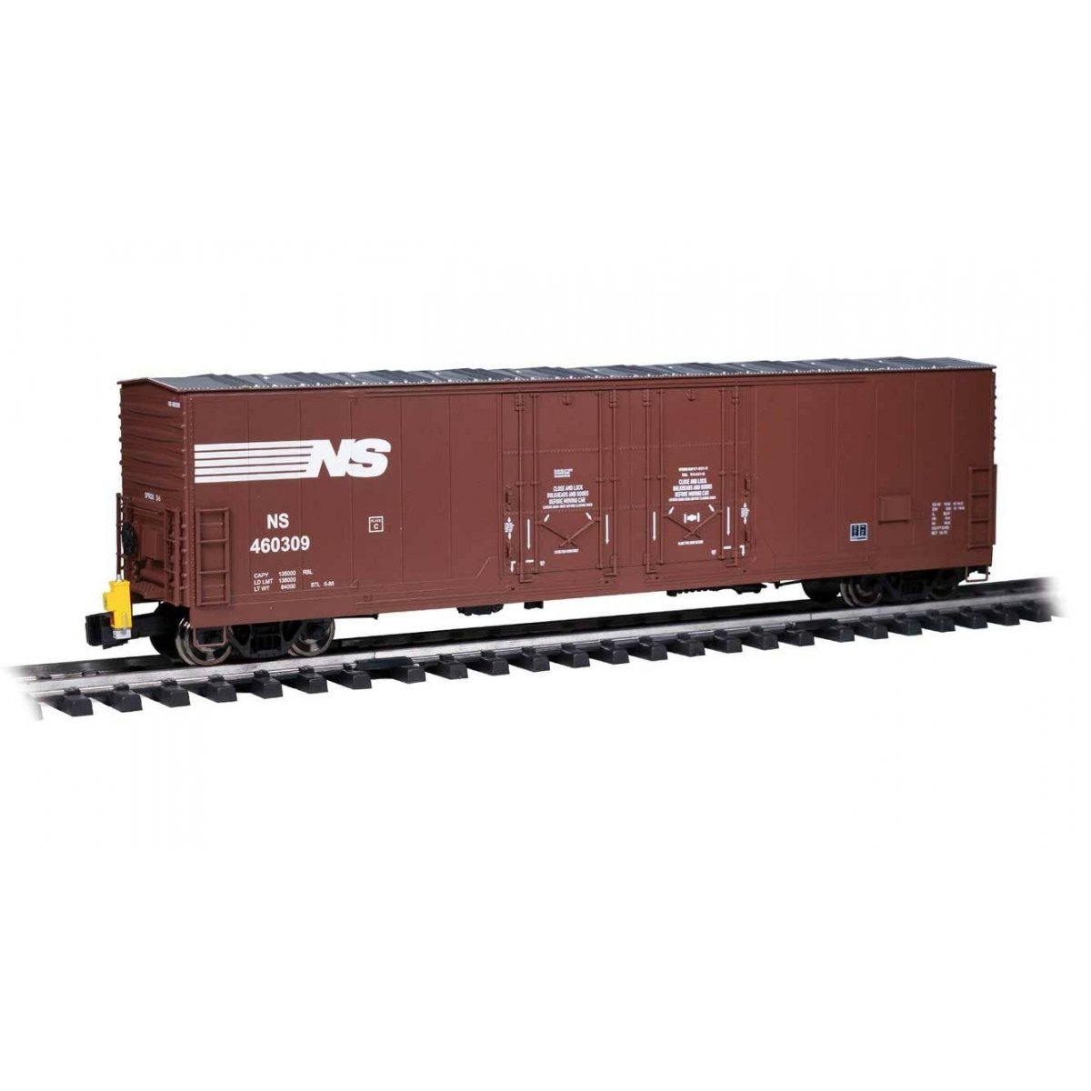 Evans 53′ Double-Door Boxcar with End-of-Train Device - Ready to Run -- Norfolk Southern 460309 (Boxcar Red, white), G, Bachma