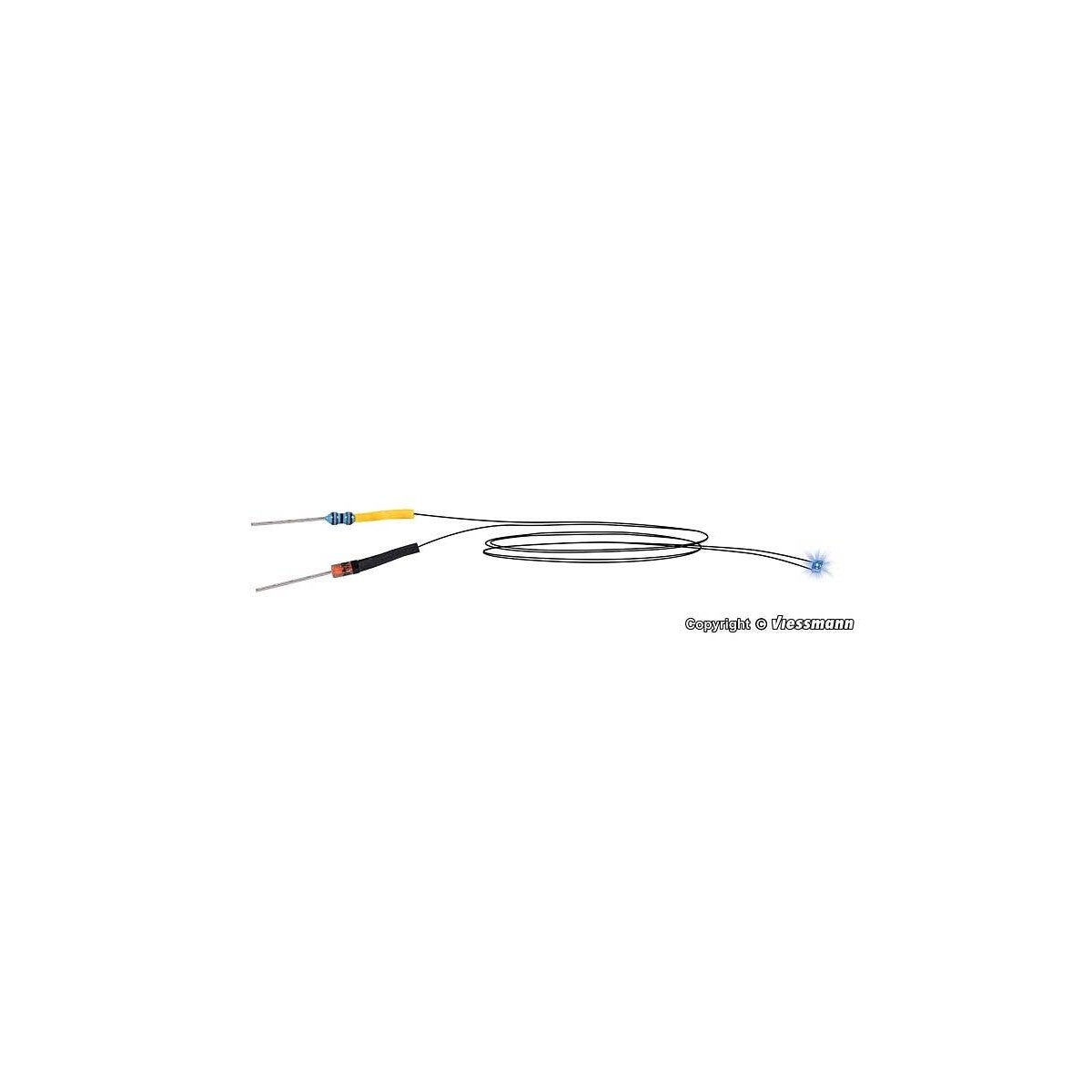 LED with Wire, Dropping Resistor and Diode -- Blue pkg(5), All Scales, Viessmann Modellspielwaren 3564