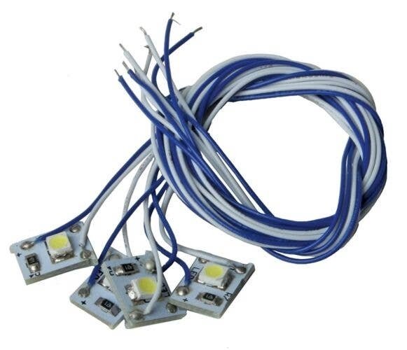 LED w/10′ 25.4cm Wire Leads 4-Pack - Light Genie(TM) -- White, HO, Model Rectifier Corp 25301