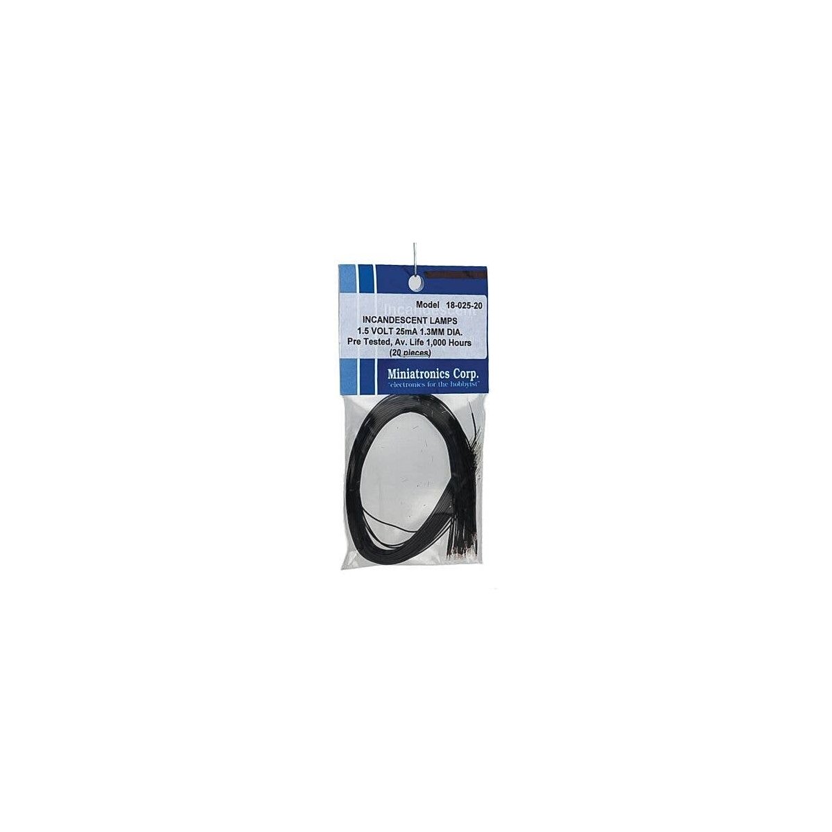 Micro Miniature Lamps 1.5V 25mA 1.2mm Diameter - Clear -- Package of 20, All Scales, Miniatronics Corp. 1802520