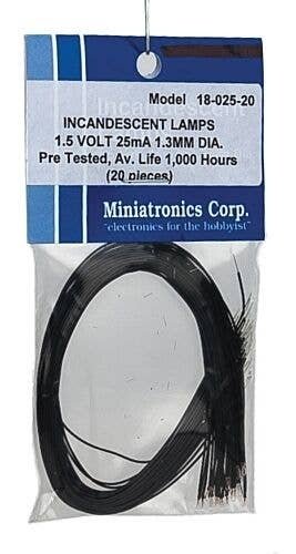Micro Miniature Lamps 1.5V 25mA 1.2mm Diameter - Clear -- Package of 20, All Scales, Miniatronics Corp. 1802520