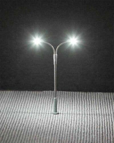Double Whip-Style LED Street Light -- 2-9/16′ 6.5cm Tall, N, Faller Gmbh 272221