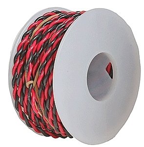 Two Conductor Hookup Wire - 22 Gauge - 30′ -- Black & Red, All Scales, Wire Works 222070300