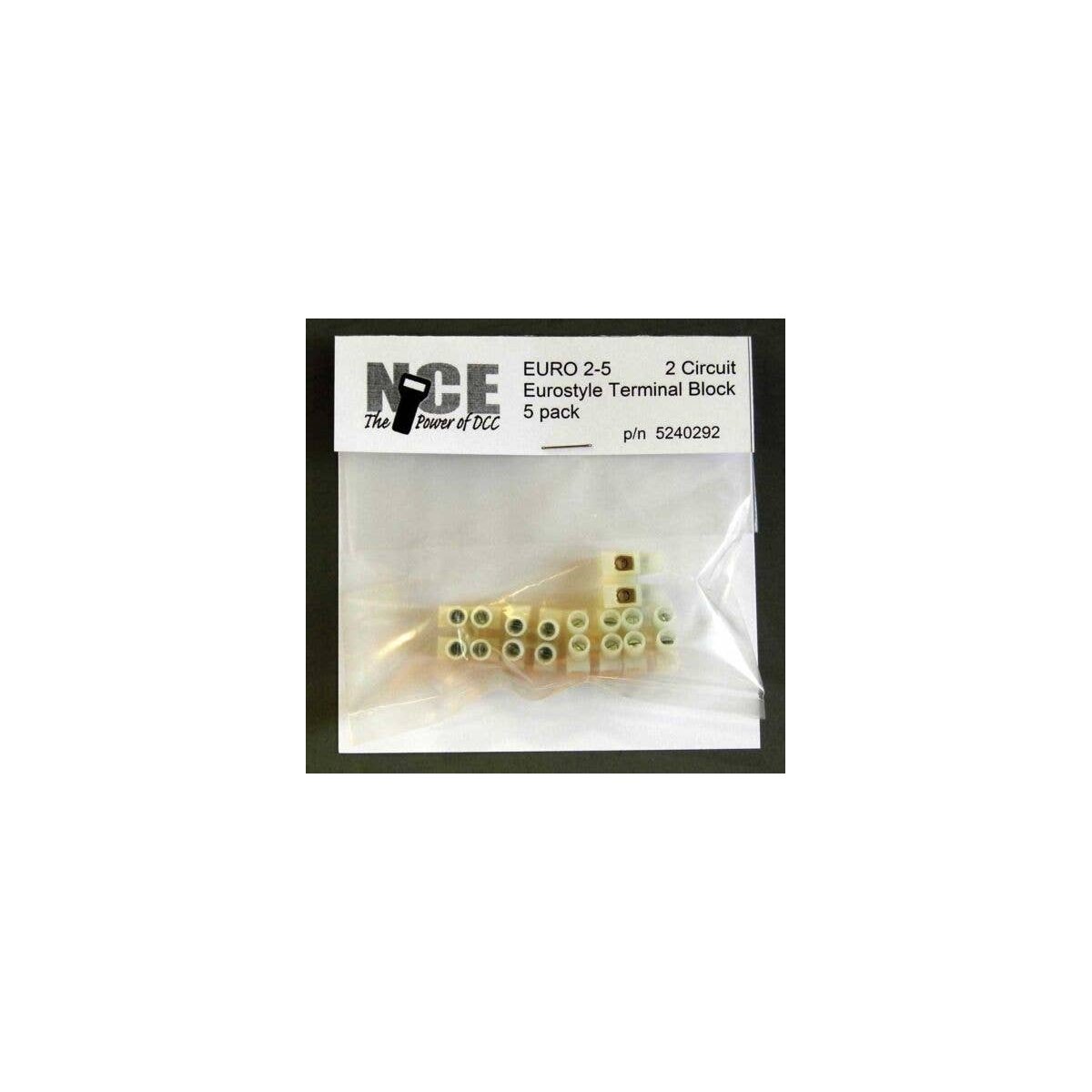 2-Circuit Eurostyle Terminal Strips -- For 14-24 AWG Wire pkg(5), All Scales, NCE Corporation 292