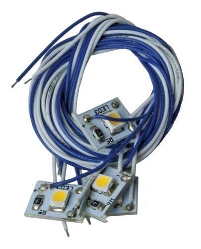 LED w/10′ 25.4cm Wire Leads 4-Pack - Light Genie(TM) -- Pearl White, HO, Model Rectifier Corp 25302