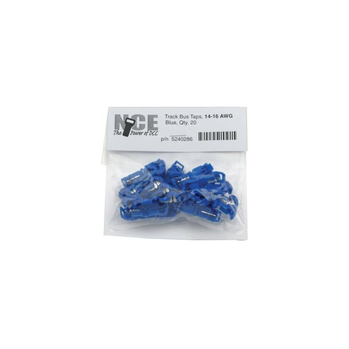 Track Bus Taps -- Blue pkg(20), All Scales, NCE Corporation 286