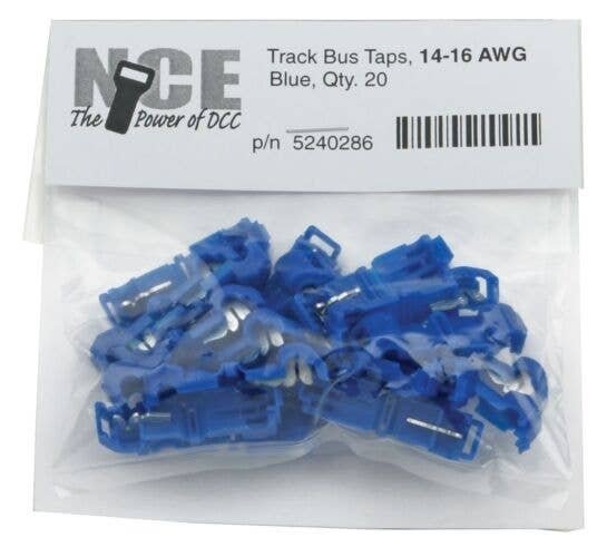 Track Bus Taps -- Blue pkg(20), All Scales, NCE Corporation 286