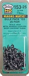 153 Whisker(R) Scale Knuckle Couplers - Kit - Magne-Matic(R) -- Short 1/4′ Centerset Shan, HO, Kadee Quality Products 15325