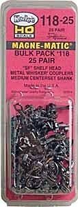 118-25 Bulk Pack - 25 Pairs 118 SF Shelf Whisker Metal Couplers -- Medium (9/32′) Centers, HO, Kadee Quality Products 11825