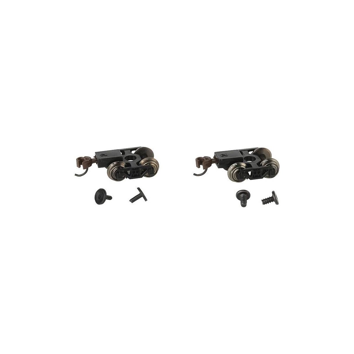 Friction-Bearing Freight Trucks with Wheels and E-Z Mate(R) Knuckle Couplers -- 1 Pair, N, Bachmann Industries 42536