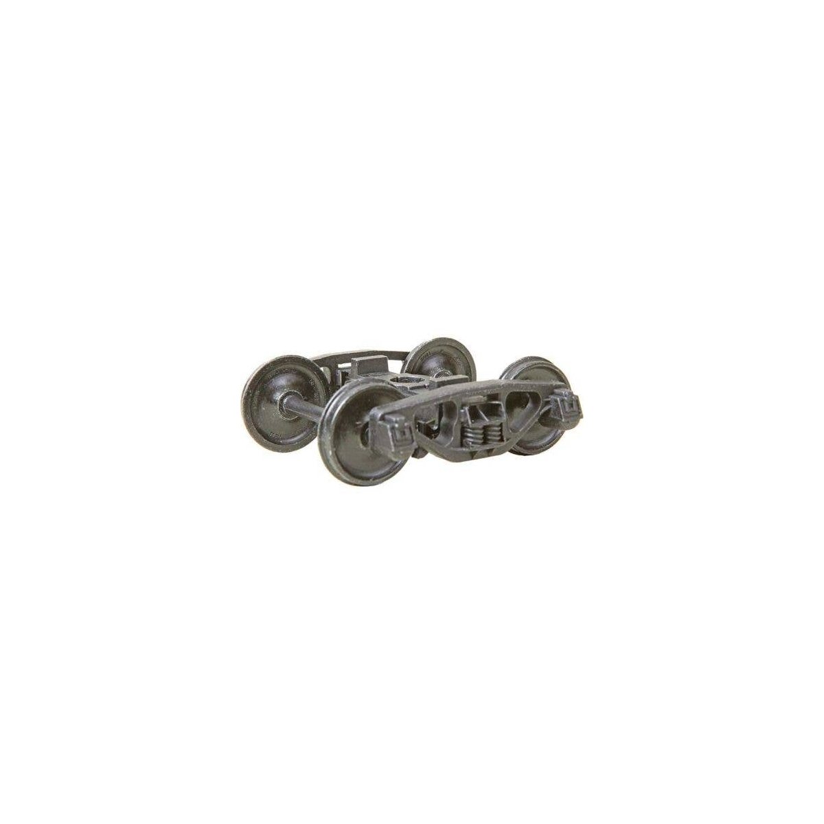 2-Rail AAR Bettendorf Style Metal Trucks -- With 33′ Smooth-Back Metal P48 Wheels 1 Pair, O, Kadee Quality Products 756