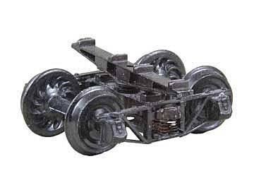 4`6` Wheelbase Sprung Metal Trucks -- 26` Ribbed-Back Wheels 1 Pair, HOn3, Kadee Quality Products 717