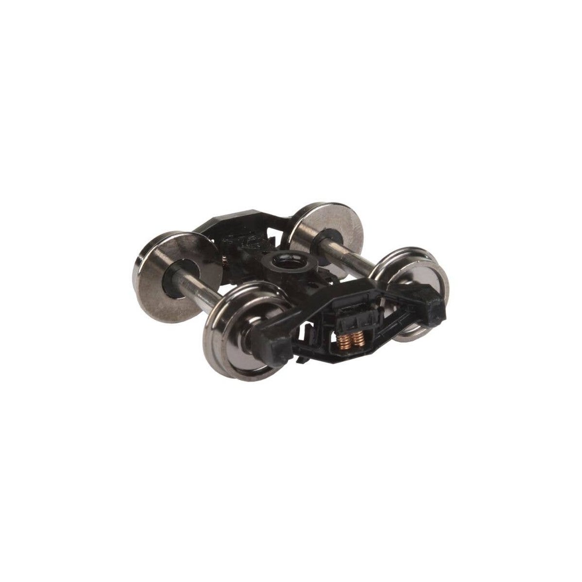 Sprung Plastic Trucks w/33′ Metal RP-25 Wheels & Axles -- T-Section Bettendorf - 1 Pair, HO, WalthersProto 2007