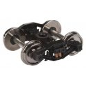 Sprung Plastic Trucks w/33′ Metal RP-25 Wheels & Axles -- T-Section Bettendorf - 1 Pair, HO, WalthersProto 2007