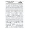 Dry Transfer Numbers Only - 45 Degree USA Gothic (Military Style) -- Silver, All Scales, Woodland Scenics 750
