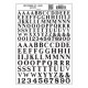 Dry Transfer Alphabet & Numbers - Railroad Roman (3/8 & 1/2′) -- Black, All Scales, Woodland Scenics 713
