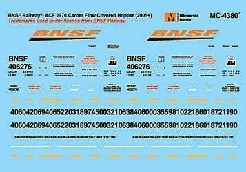 Burlington Northern & Santa Fe - BNSF -- Mini-Cal ACF Center Flow Covered Hoppers (2005, HO, Microscale Industries Inc 4380