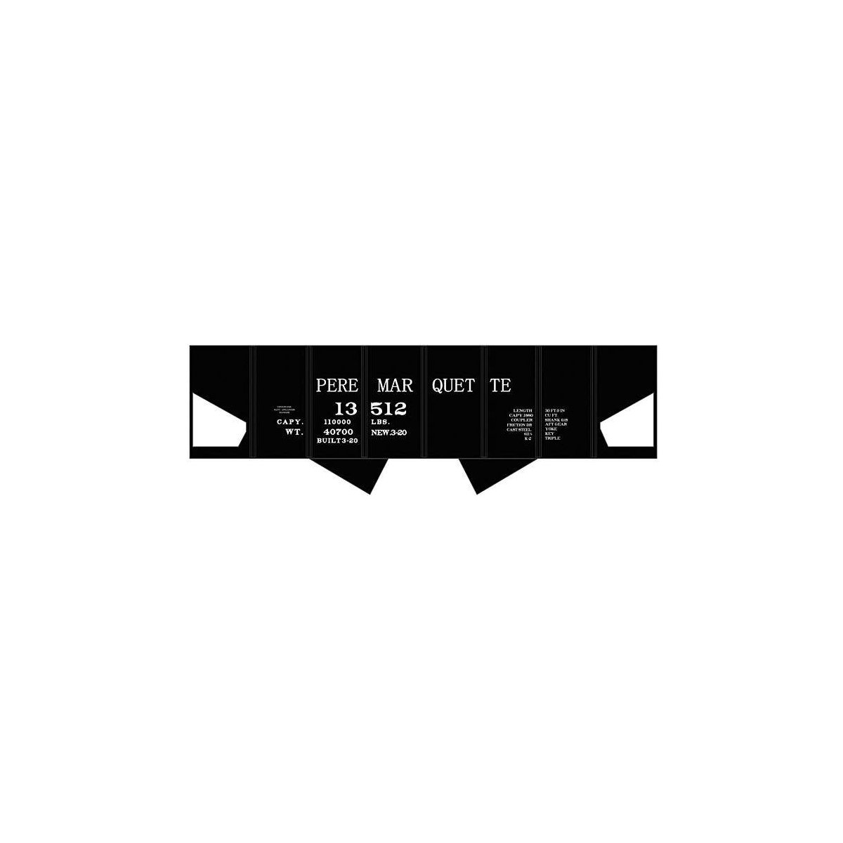 Railroad Decal Set -- Pere Marquette USRA 2-Bay Hopper (black car), N, Tichy Train Group 10279N