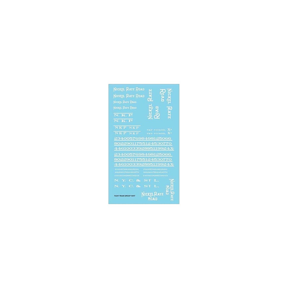 Railroad Decal Set -- Nickel Plate Road Roadname Set (white), HO, Tichy Train Group 10417