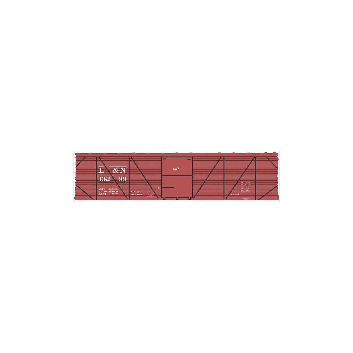 Railroad Decal Set -- Louisville & Nashville 40′ Single-Sheathed Wood Boxcar (Boxcar Red, No L, N, Tichy Train Group 10241N