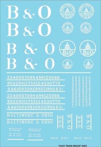 Railroad Decal Set -- Baltimore & Ohio Roadname Set (white), HO, Tichy Train Group 10421