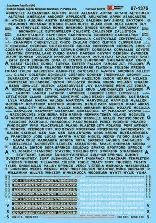 Railroad Decal Set -- Southern Pacific Station Signs, Signal Milepost Numbers, Etc (2, HO, Microscale Industries Inc 871376