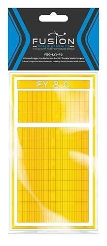 Railroad Freight Car Yellow Reflective Markings Set w/Double Width Stripes, O, FUSION SCALE GRAPHICS 360004
