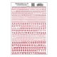 Dry Transfer Alphabet & Numbers - Railroad Gothic -- Red, All Scales, Woodland Scenics 723
