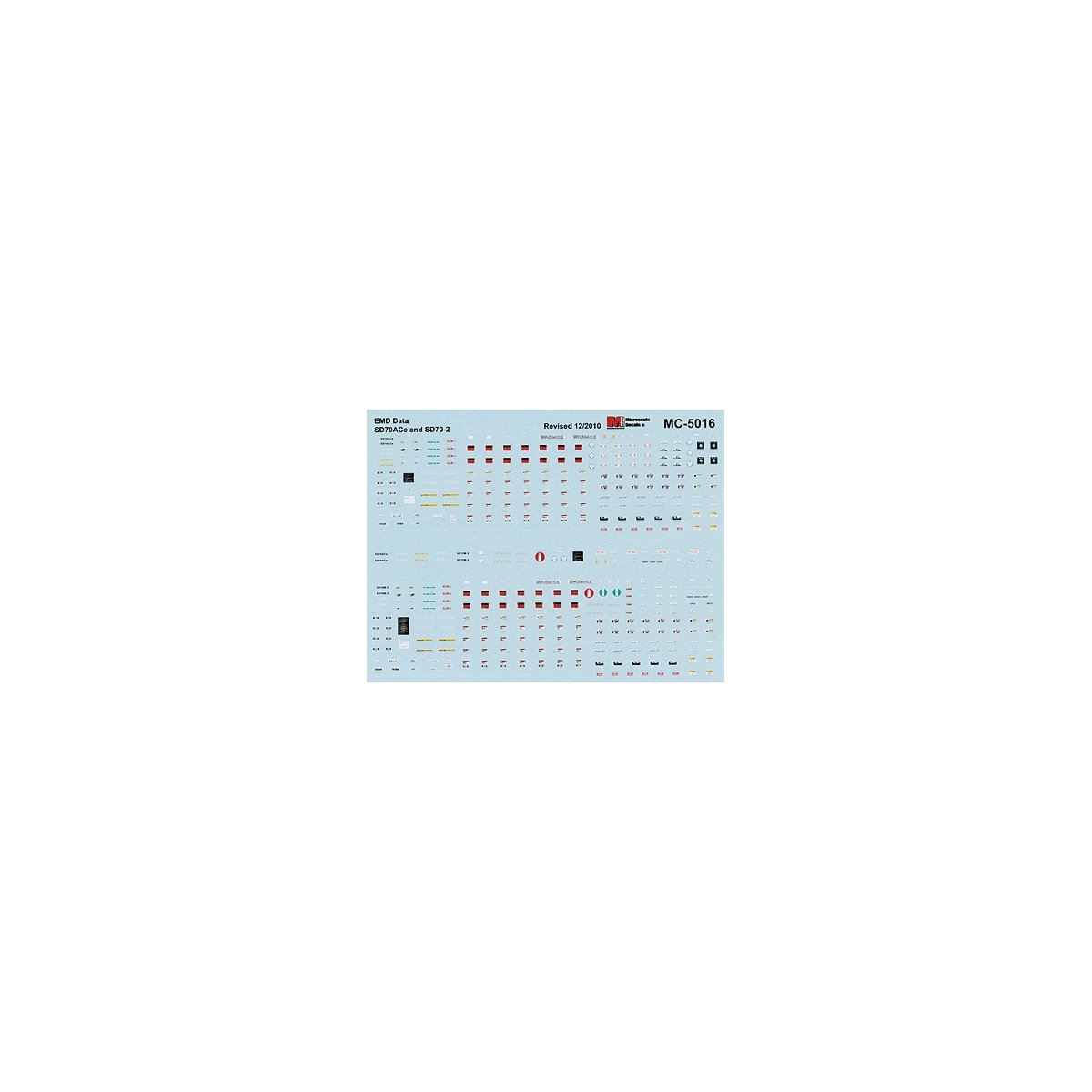 Mini Cal Railroad Decal Set -- EMD SD70ACe & SD70-2 Data Only, HO, Microscale Industries Inc 5016