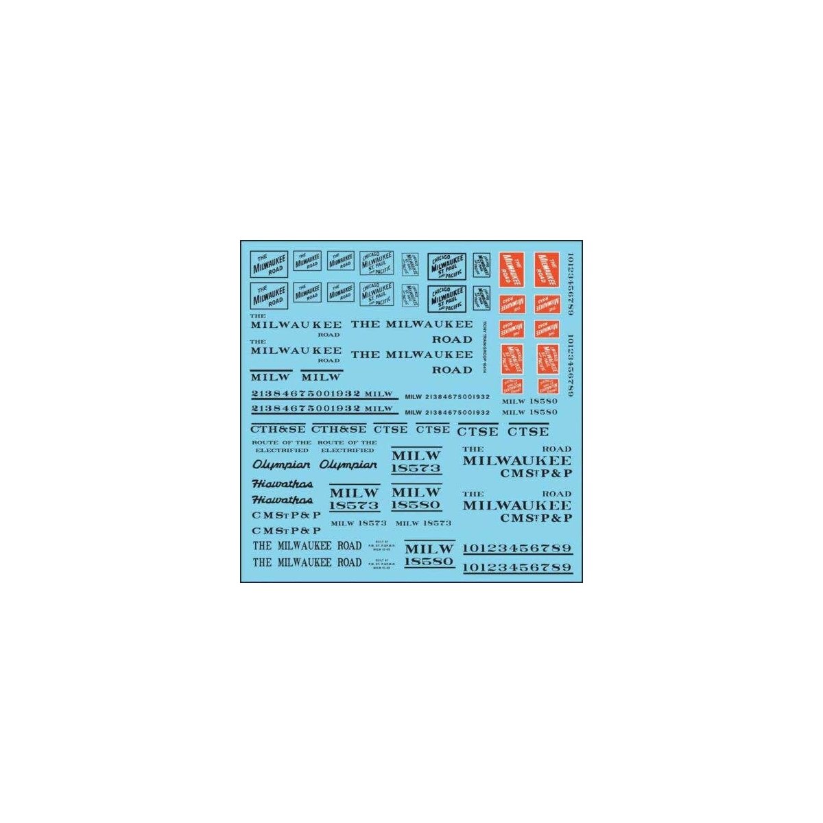 Railroad Decal Set -- Milwaukee Road Roadname Set (black), HO, Tichy Train Group 10414