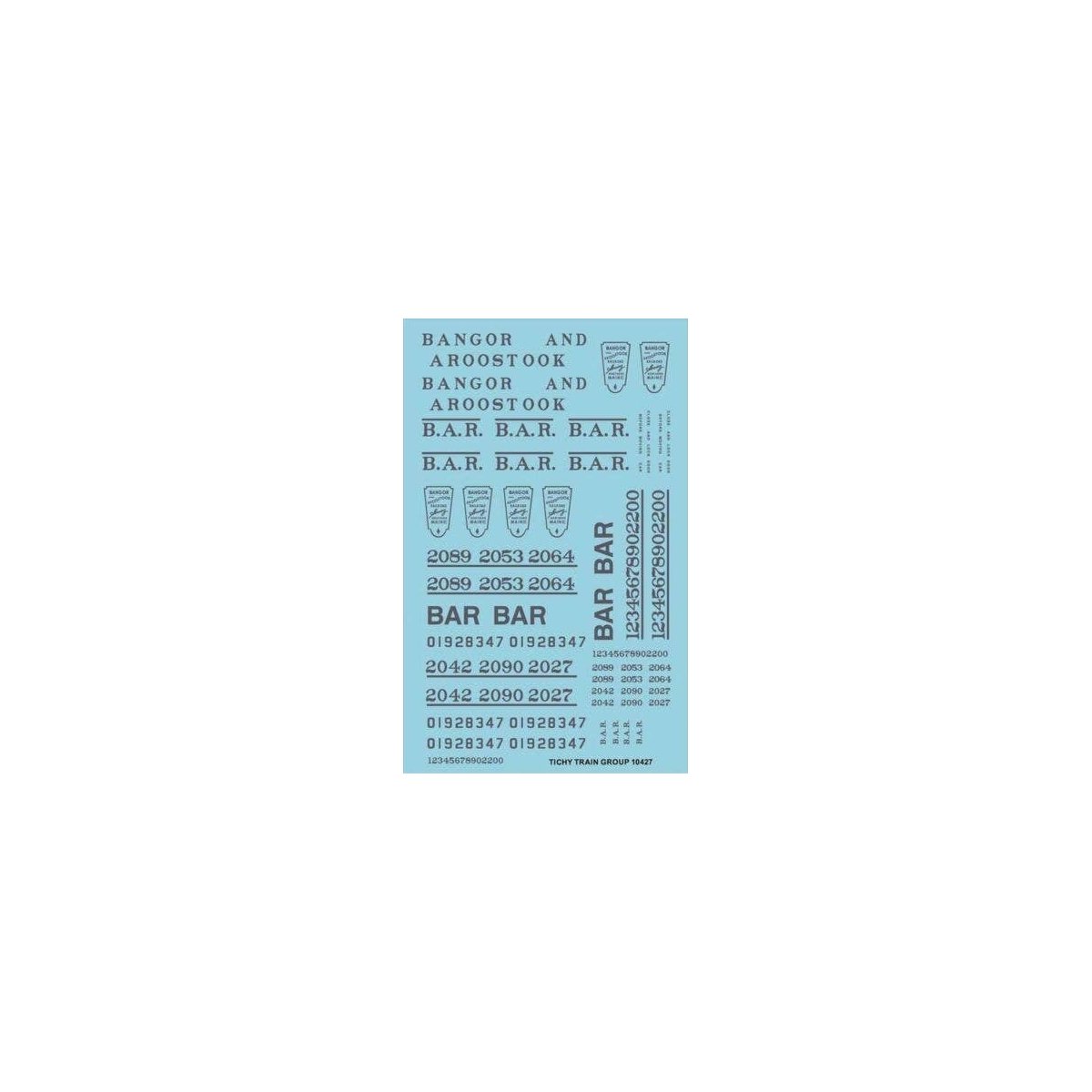 Railroad Decal Set -- Bangor & Aroostook Roadname Set (blue), HO, Tichy Train Group 10427