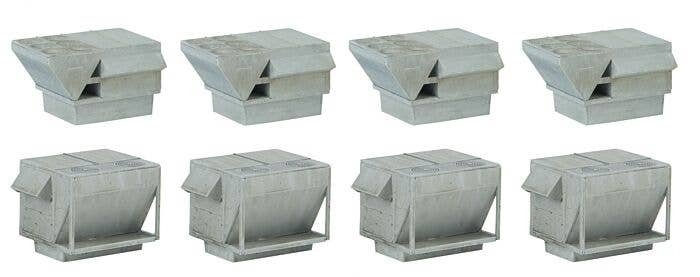 HVAC Units -- Kit - 4 Each of 2 Styles of Rooftop Air Conditioners, HO, Walthers Cornerstone 4077