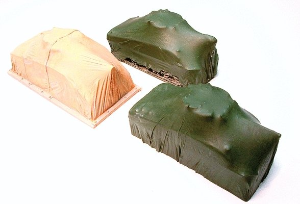 Cast Resin Freight Car Load -- Covered Army Tanks pkg(3), HO, Chooch Enterprises 7256